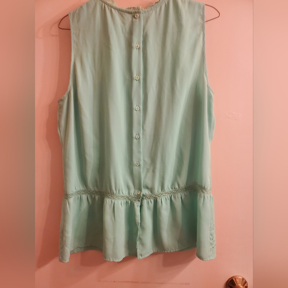 Modbe Teal Ruffle Blouse - L - Picture 2 of 8